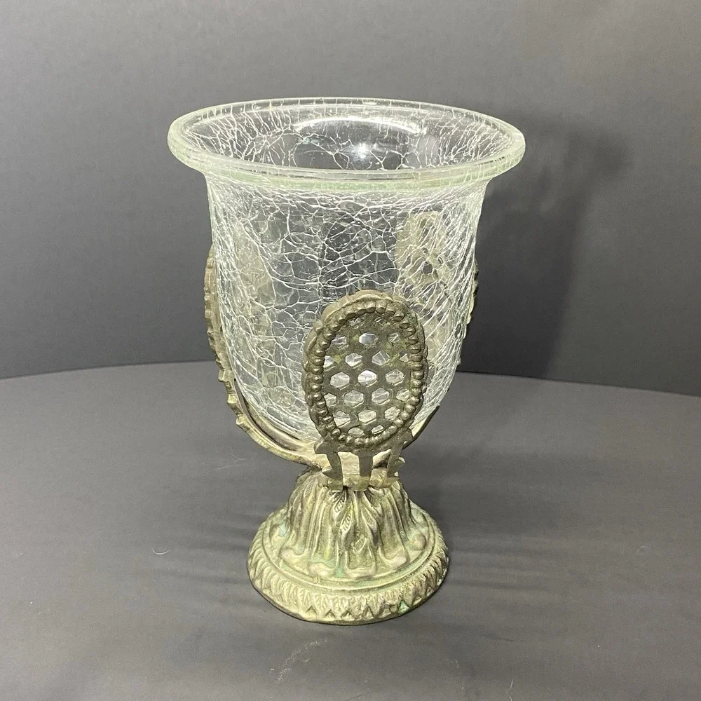 Vtg Stand With Crackle Glass Sleeve,‎ 6